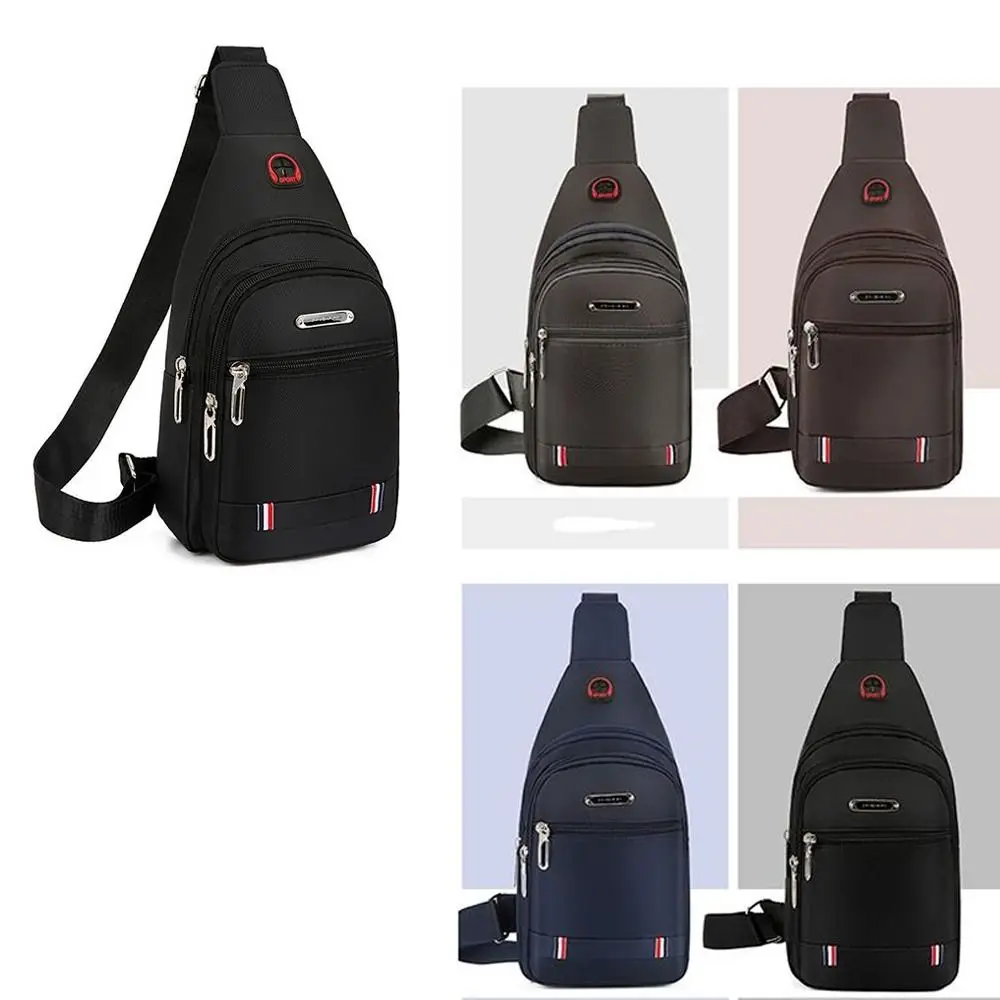 

Мужская сумка-слинг через плечо, сумка на плечо для улицы, Мужская нагрудная сумка для уличного спорта, сумка из ткани Оксфорд с USB-зарядкой и 3 молниями