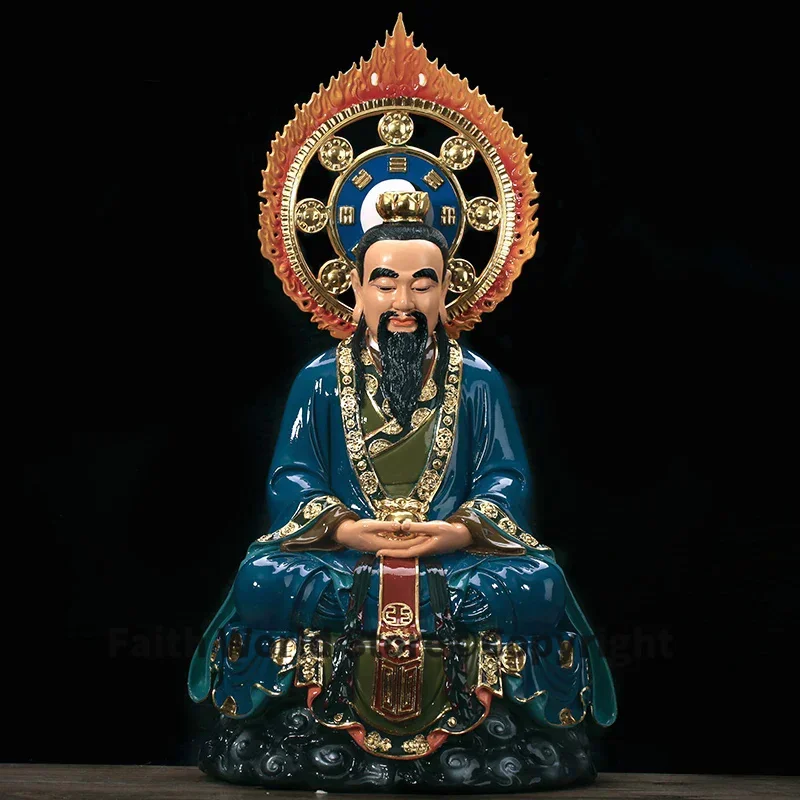 38CM gran señor del cielo Dao taoísmo YUANSHI TIAN ZUN Dios todopoderoso estatua de Buda templo del hogar protección familiar efectiva