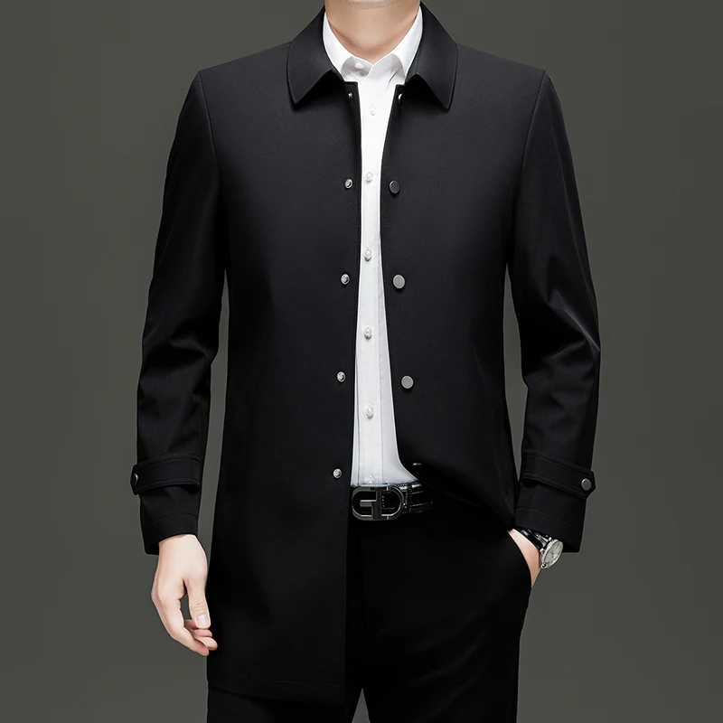 

Long Style Mens Trench Luxury Autumn Fashion Long Men Trench Coat Windproof Warm Trench Coat British Streetwear Suit Male Coat