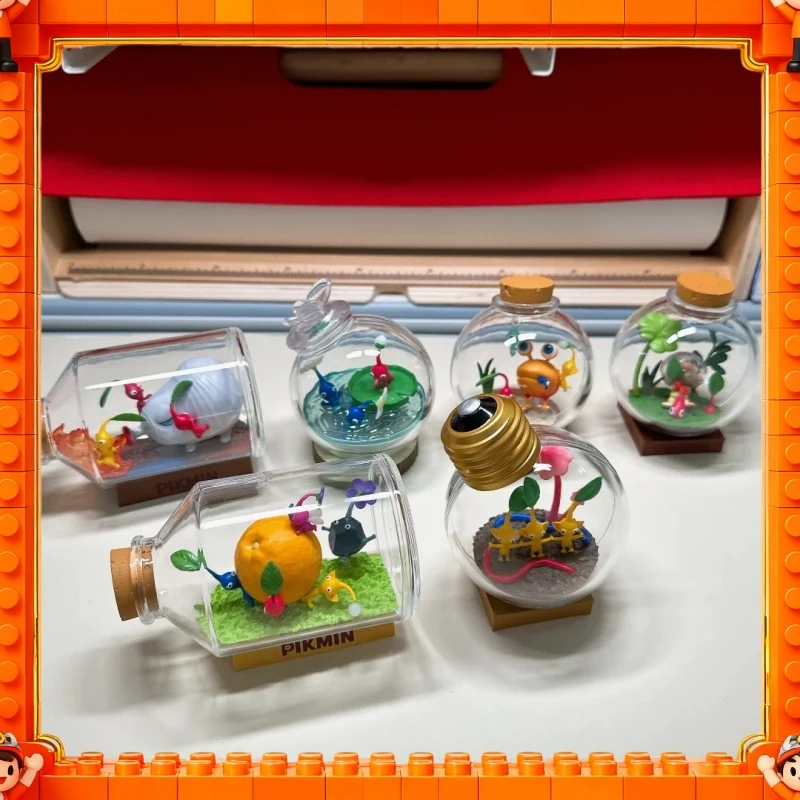 Re-Ment Pikmin Wave 1 Clear Glass Bottle Miniature Diorama Highly Detailed Collectible Designer Toy Display Figurine Fans Gift