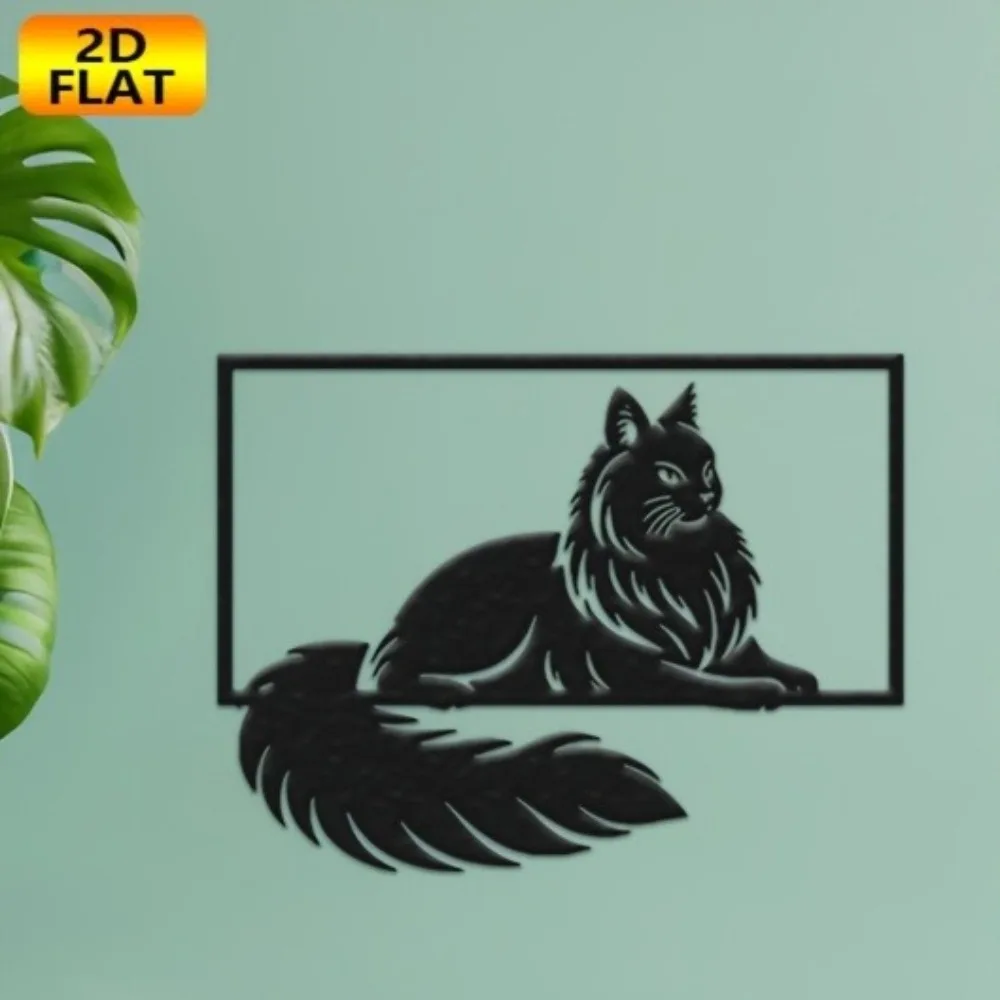 CIFBUY Metal Wall Art Cat Wall Decor Creative Pet Gift 2D Flat Sculpture Indoor Outdoor Hanging for Bedroom Kitchen Patio Bath