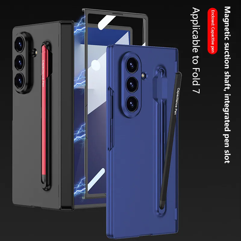 For Samsung Galaxy Z Fold 7 Case Hard Business With Middle hinge Pen Protective Back Cover Case For Z Fold7 5G Phone Shell