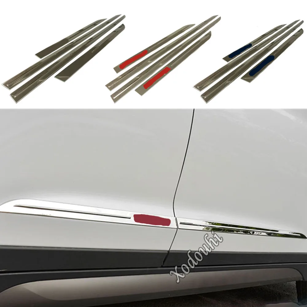 

High Quality For Hyundai Tucson 2015 2016 2017 2018 Car Styling Protect Cover Side Door Body Trim Stick Strip Molding Part 4PCs