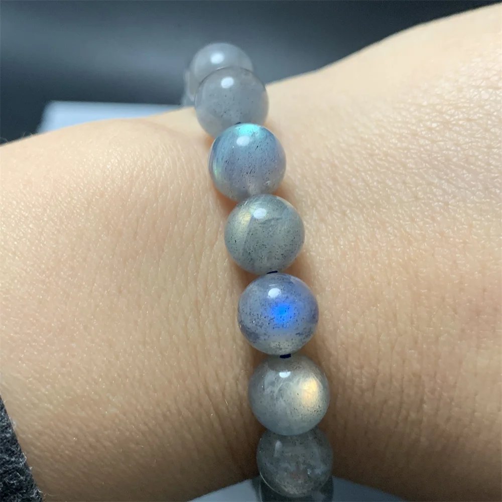 

1 шт., натуральные прозрачные бусины, синий свет, браслеты из лабрадорита, женские радужные разноцветные нити из лабрадорита, прозрачный шар из лабрадора