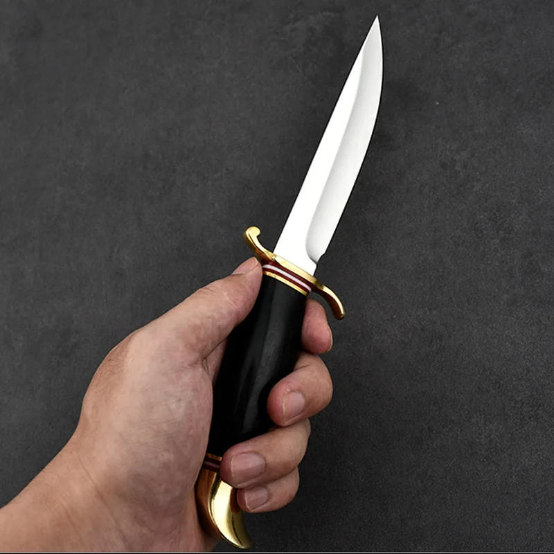 Outdoor survival knife, straight knife, self-defense, portable knife handle, meat, outdoor knife, camping knife