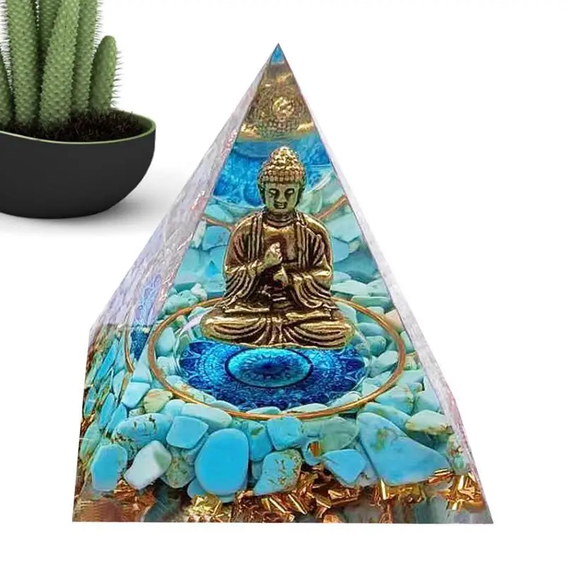 Natural Stone Buddha Pyramid Crystals Orgone Energy Generator Healing Reiki Chakras Meditation Ornaments Crafts Room Decor