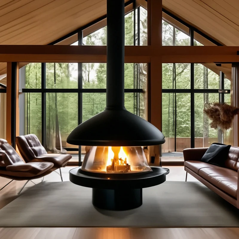 Hanging fireplace true fire burning wood alcohol simulation carbon home bed and breakfast villa custom horn hanging stove