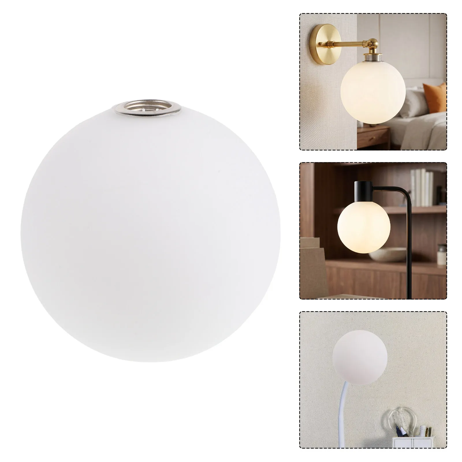 

Frosted Glass Sphere Globe Lamp Shade White Round Lampshade 3.15 Inch Metal Threaded Cover for Pendant Ceiling Desk Floor Lamp