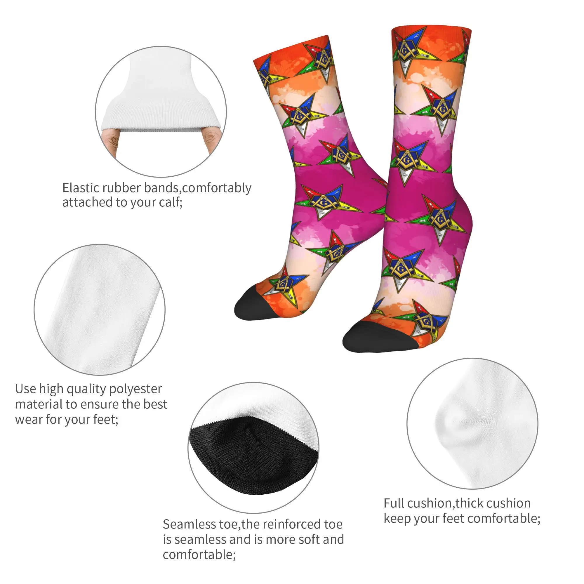 Custom Order Of The Eastern Star Lesbian Pride Paint Dress Socks for Men Women Warm Funny Novelty Gay Pride LGBT GLBT Crew Socks
