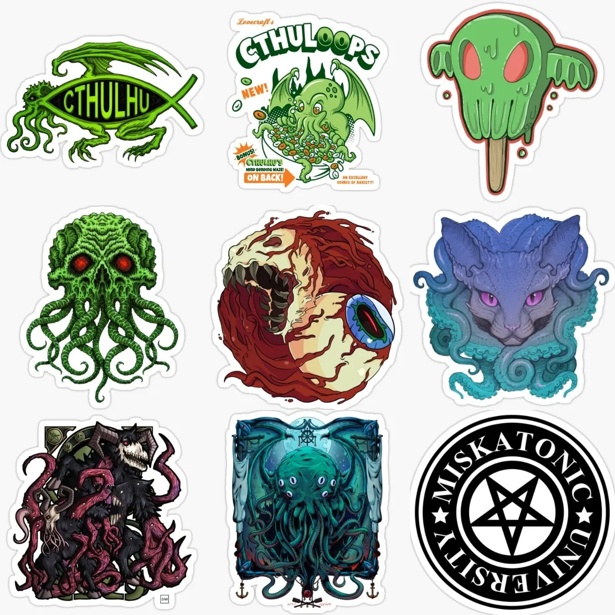 Cthulhu Great Old Ones Octopus Monster Tentacles Sticker for Decorate Table Fridge Car Bicycle Window Helmet Bumper Van Decal