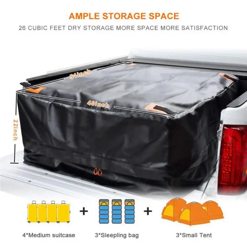 Car Exterior Supplies Durable Truck Storage Bag With Cargo Net Waterproof And Sunscreen Storage Bag Pickup Truck Roof Bag