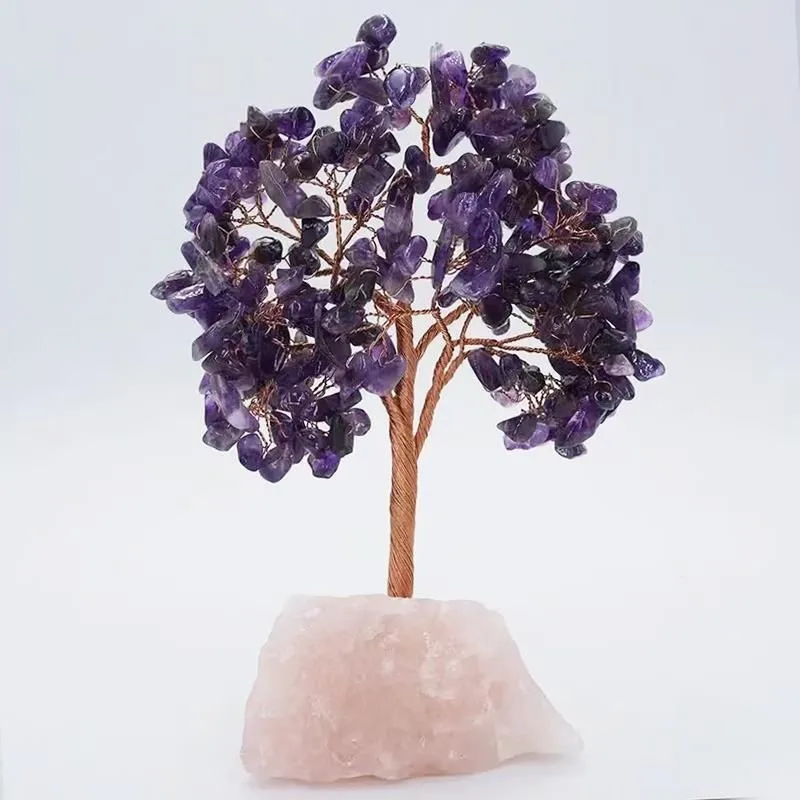 12cm natural olivine quartz gemstone crystal lucky tree reiki healing rough rose gemstone provide energy as for gift fengshui