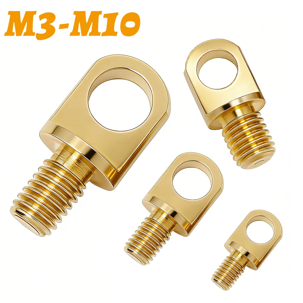 Copper Lifting Ring Eye Bolt M3-M10 10/50PCS Brass Ear Screw for Wire Rope Plant Light Drone Suspension DIY Hardware