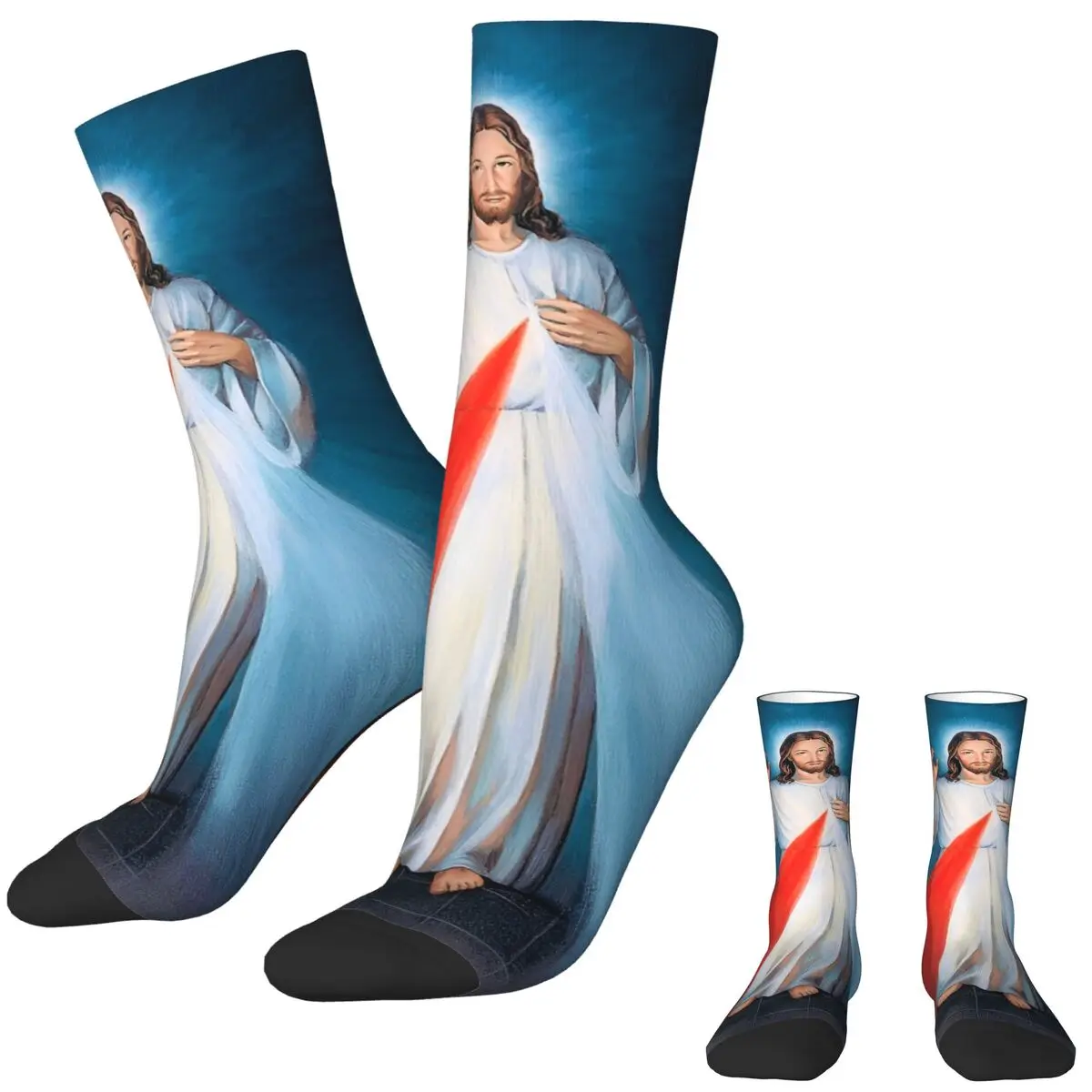 Catholic Jesus Socks Autumn Stockings Fashion Adults Men Soft Socks Custom Climbing Anti Bacterial Socks