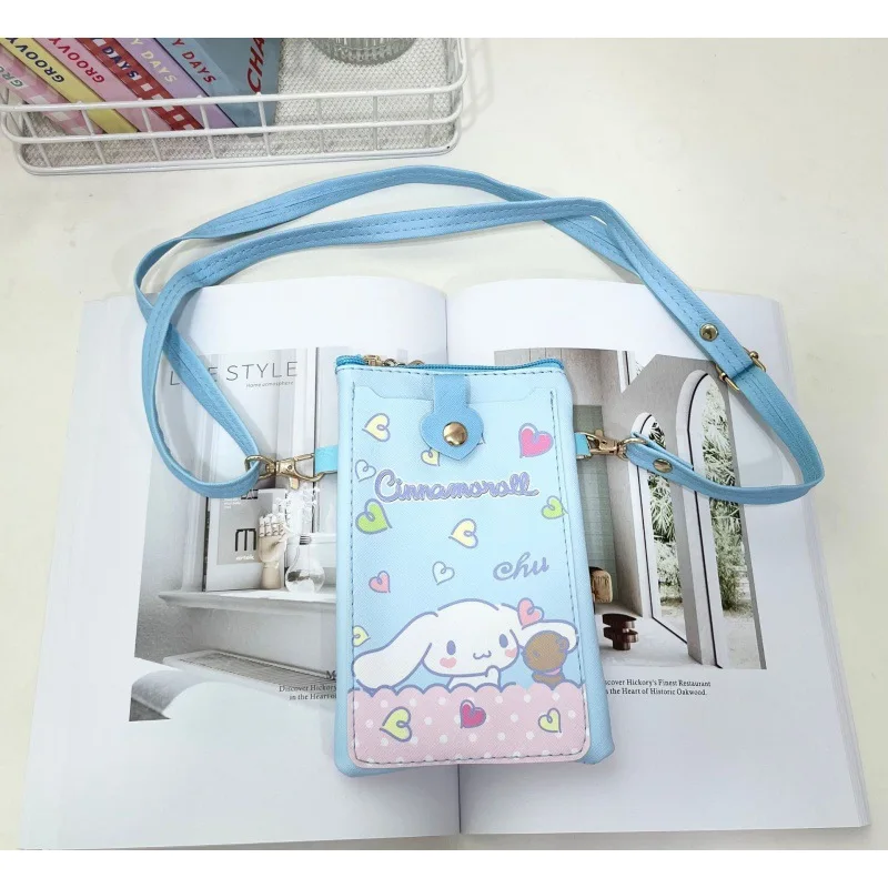 Hello Kitty Coin Pouch Sanrio Bags Melody Kuromi Cinnamoroll Phone Case Pudding Cute Wallet Crossbody Bag Printed Card Holder