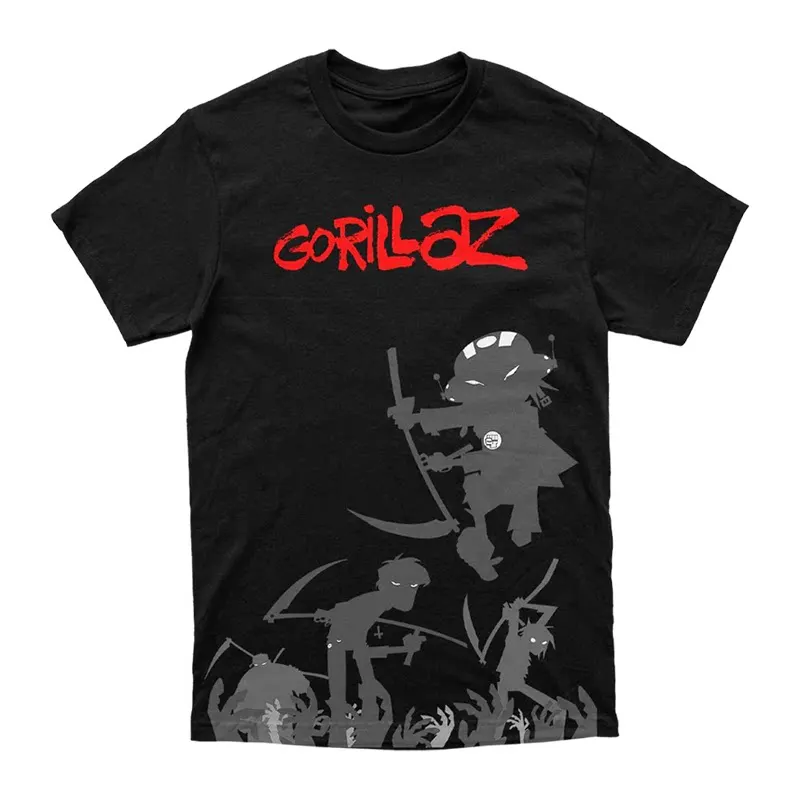 New British Virtual Band Gorillaz Casual High Street Short-sleeved Pure Cotton Printed T-shirt for Europe and America