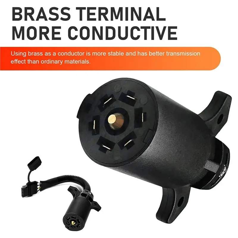 ABZC 7 Way Blade Trailer Connector to 4 Way Flat Adapter, 7 Pin to 4 Pin, ABS Trailer Plug for RV Wiring