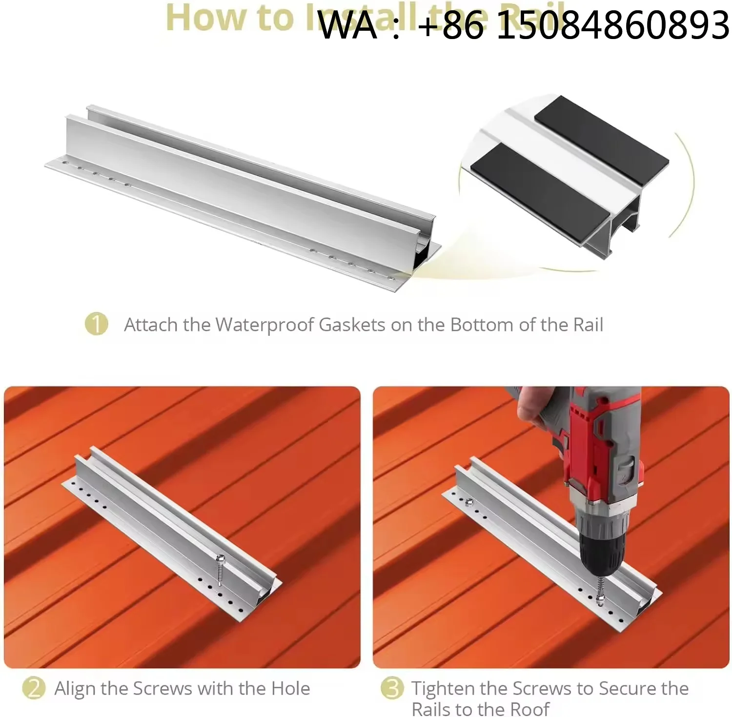 3KW Metal Roof Mini Rail Bracket, Solar Panel Kit Accessories, Standard Solar Energy Fittings for Small Commercial Solar Power G