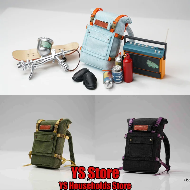 i-bag New 1/6 Wild Skateboard Teenager Cosplay Black Green Blue Mini Backpack Accessory Set For 12