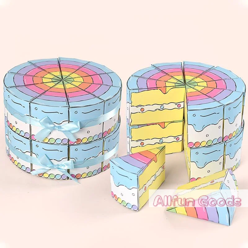 10Pcs Triangular Cake Shaped Paper Gift Box Cookie Candy Baby Shower Favors Treat Kids Birthday Party Dessert Packaging Boxes