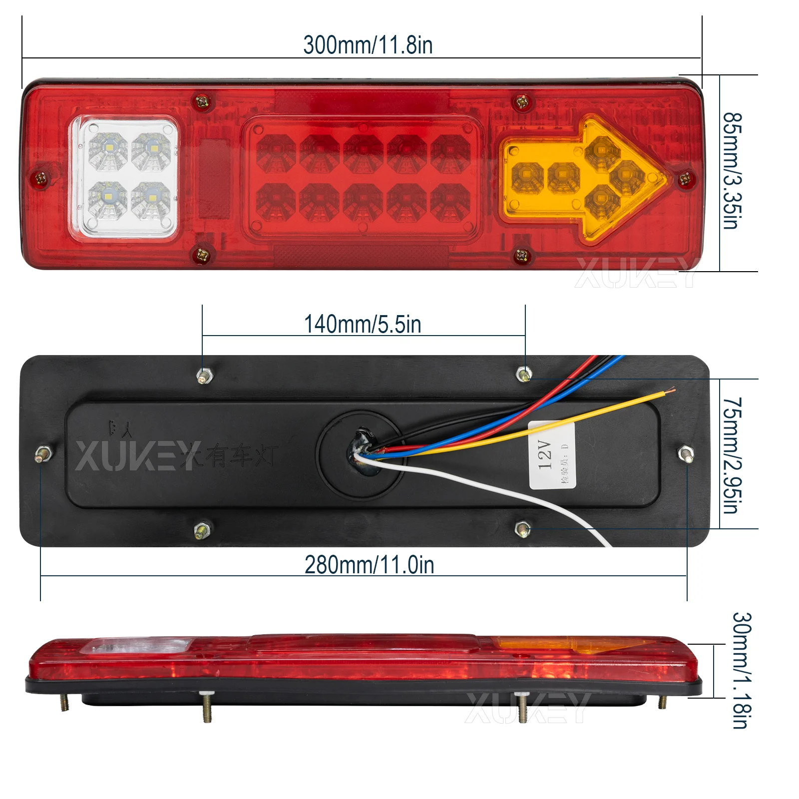 12V LED Trailer Tail Light  Bar Arrow Light Turn Signal Indicator Warning light Rear lamp RV Pickup Lorry Trailer Truck 2Pcs