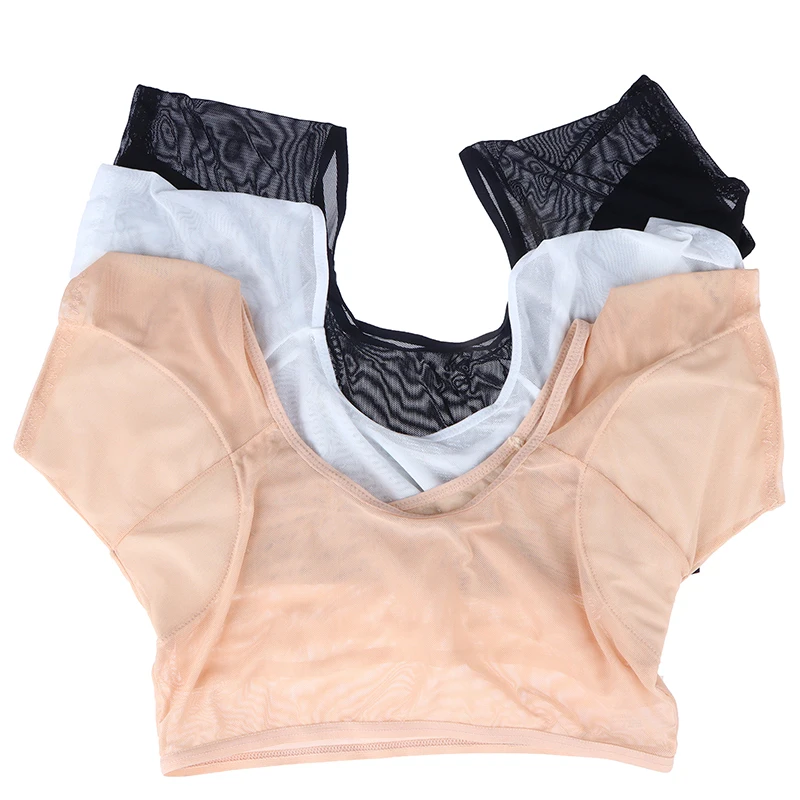 

S/M/L/XL Sweatproof Tops Underarm Sweat Absorbent Pad Women Clear Mesh Vest Deodorant Mat Sweatshirt Thin Moisture-wicking