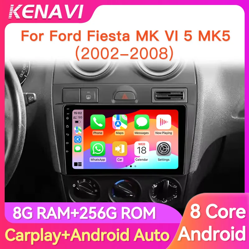 

2 Din Car Stereo Radio For Ford Fiesta MK VI 5 MK5 2002-2008 Lntelligent Center MultimediaPlayer GPS Carplay Android Auto Screen