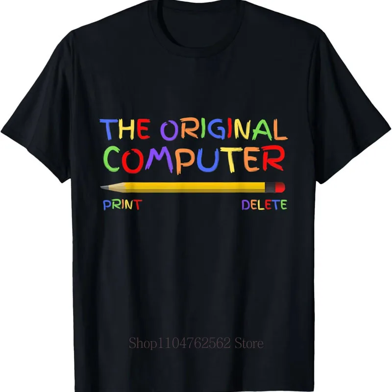 Pencil Gift Print T-Shirt for Men Summer Casual Fashion High Street Funny Tops Vintage Loose Crew Neck Short Sleeve Cotton Tees