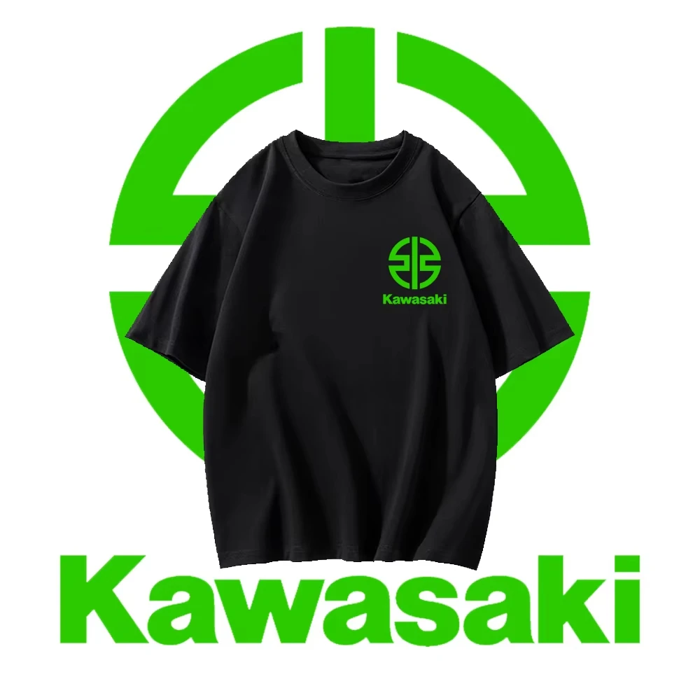 

2025-26 Hot-selling New Men's Crew Neck Short-sleeved T-shirt Kawasaki Motorcycle Printing Cotton Breathable Quick-drying Top