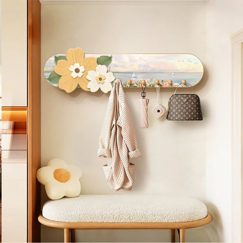 Wall-mounted Decorative Clothes Hook Creative Entrance Door Hanging Coat Rack Creamy percheros para ropa Living Room Furniture