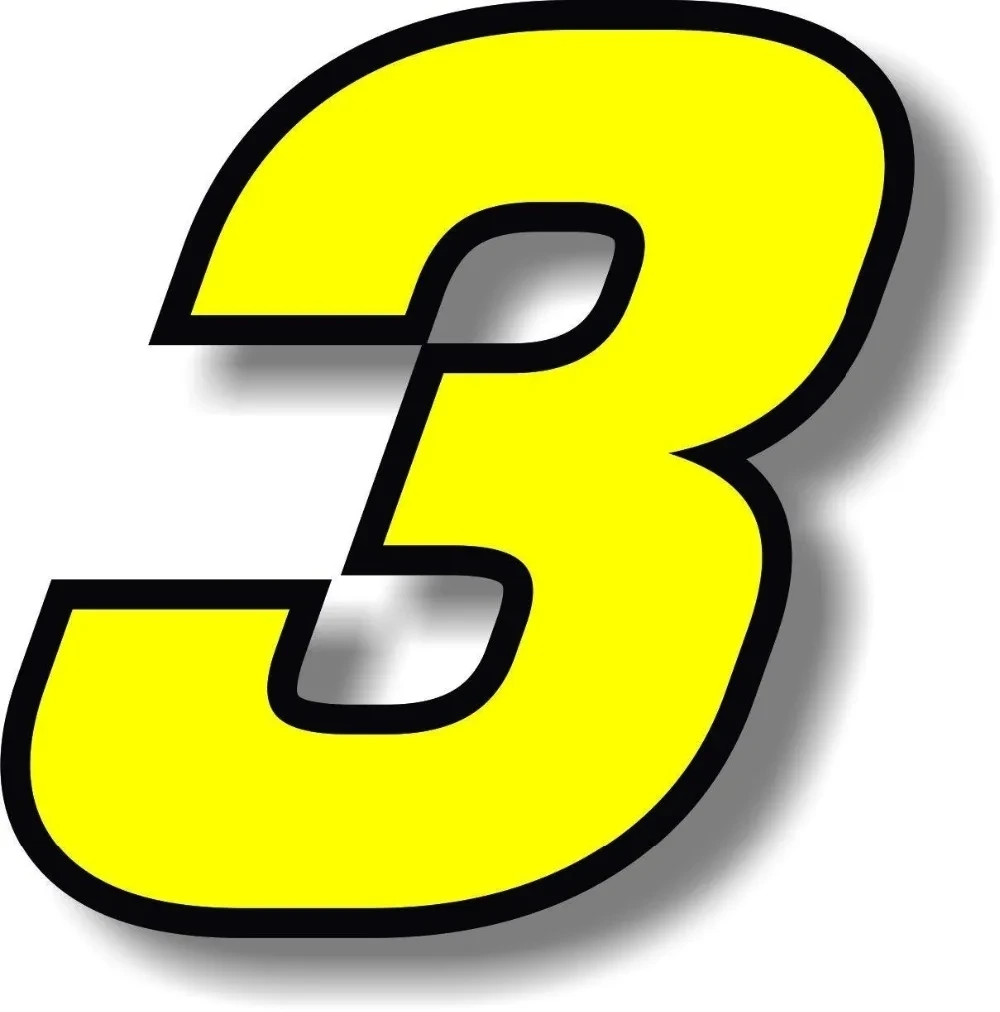 F155# Numbers Yellow with Black Border Vinyl Sticker Graphic Number Car Accessories  Waterproof Motorcycle Helmet