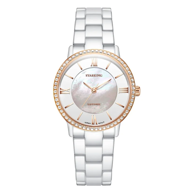 STARKING Ceramic Women\'s Watch Round Simple Fashionable New Female Watch