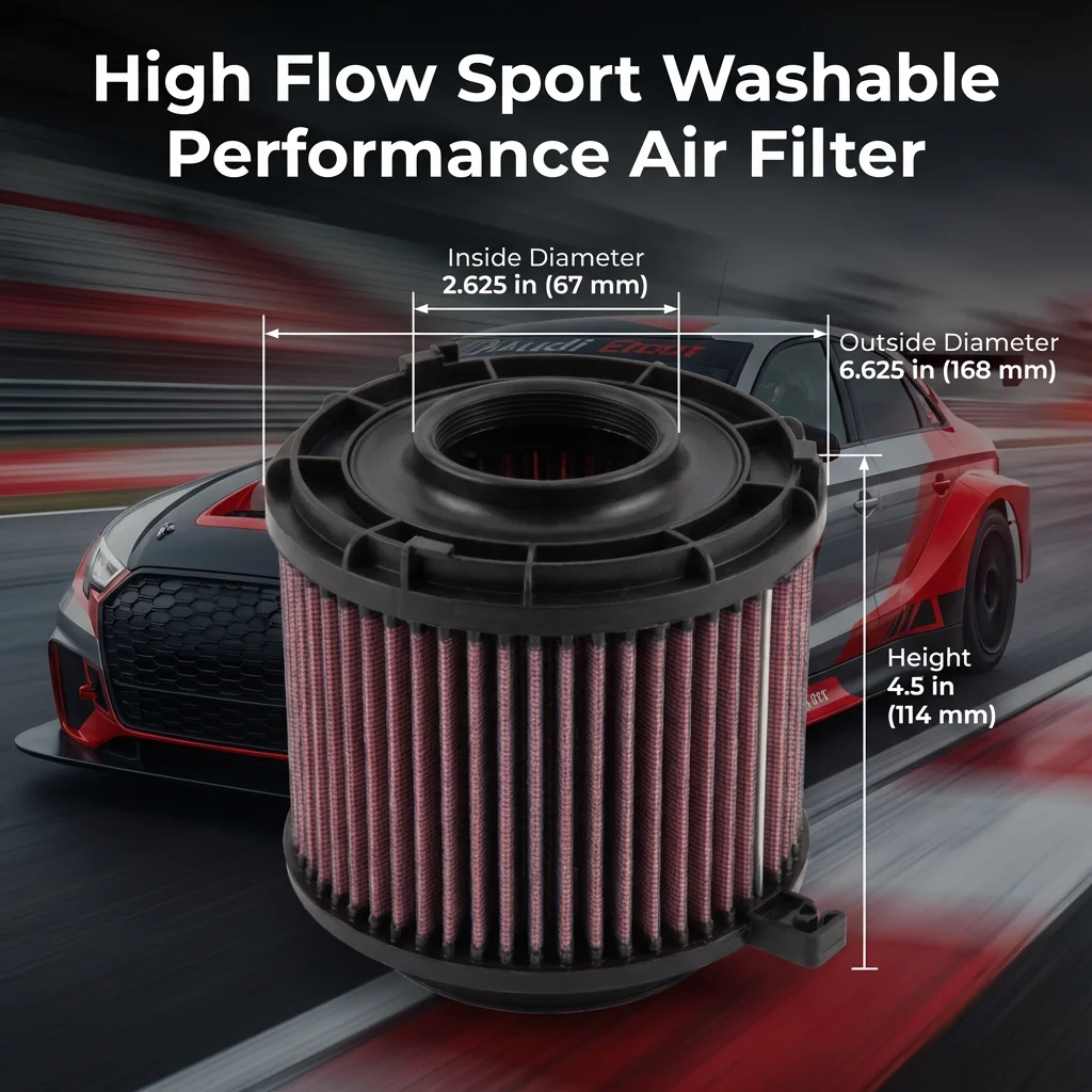 

Спортивный моющийся воздушный фильтр высокой производительности для Audi A4 A5 Sportback 2015-2024 2.0, E-0647 8W0133843B