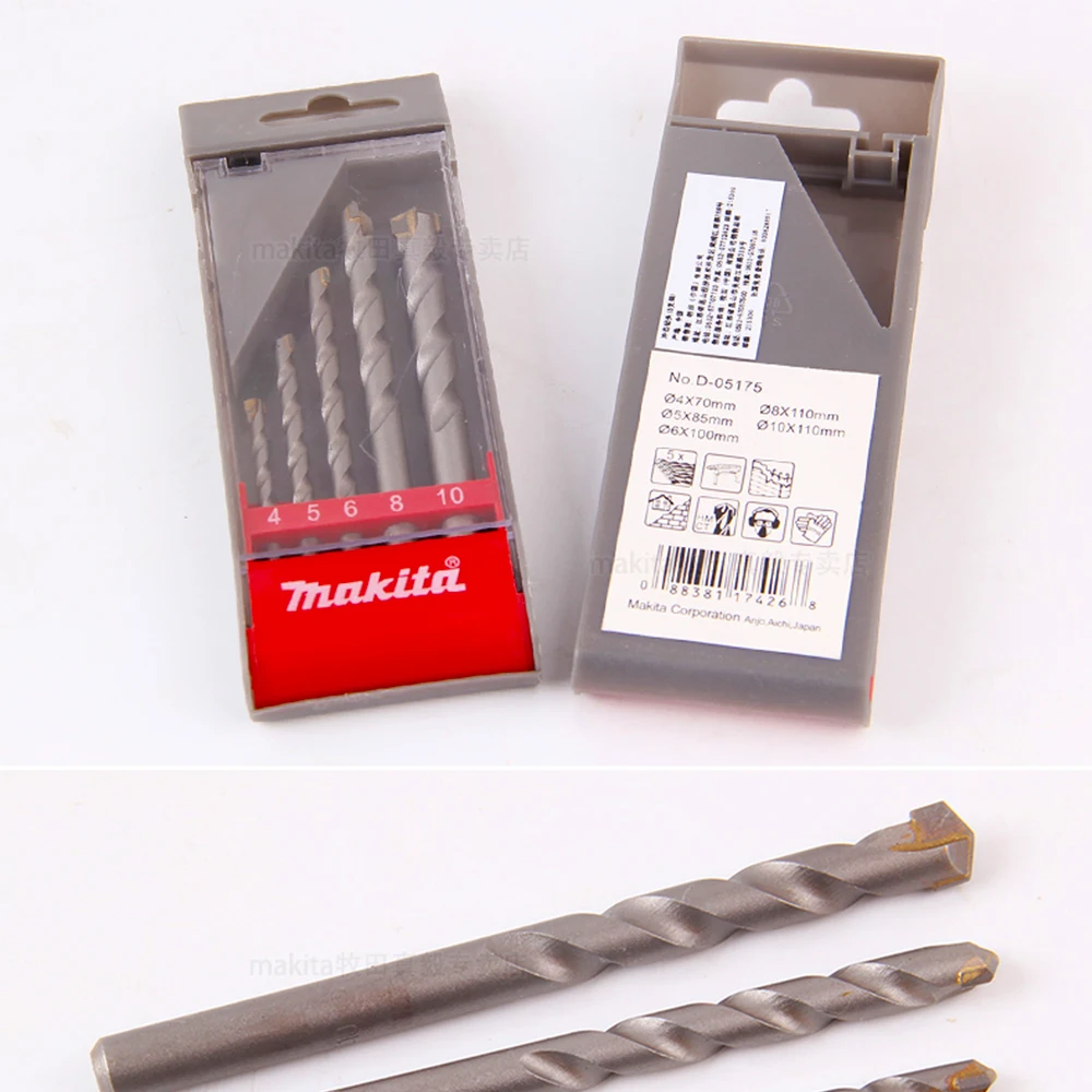 Original Makita D-05175 Impact Drill Bit 5PCS Set Concrete Building Dedicated Drill Bit Electrical Tools Fittings