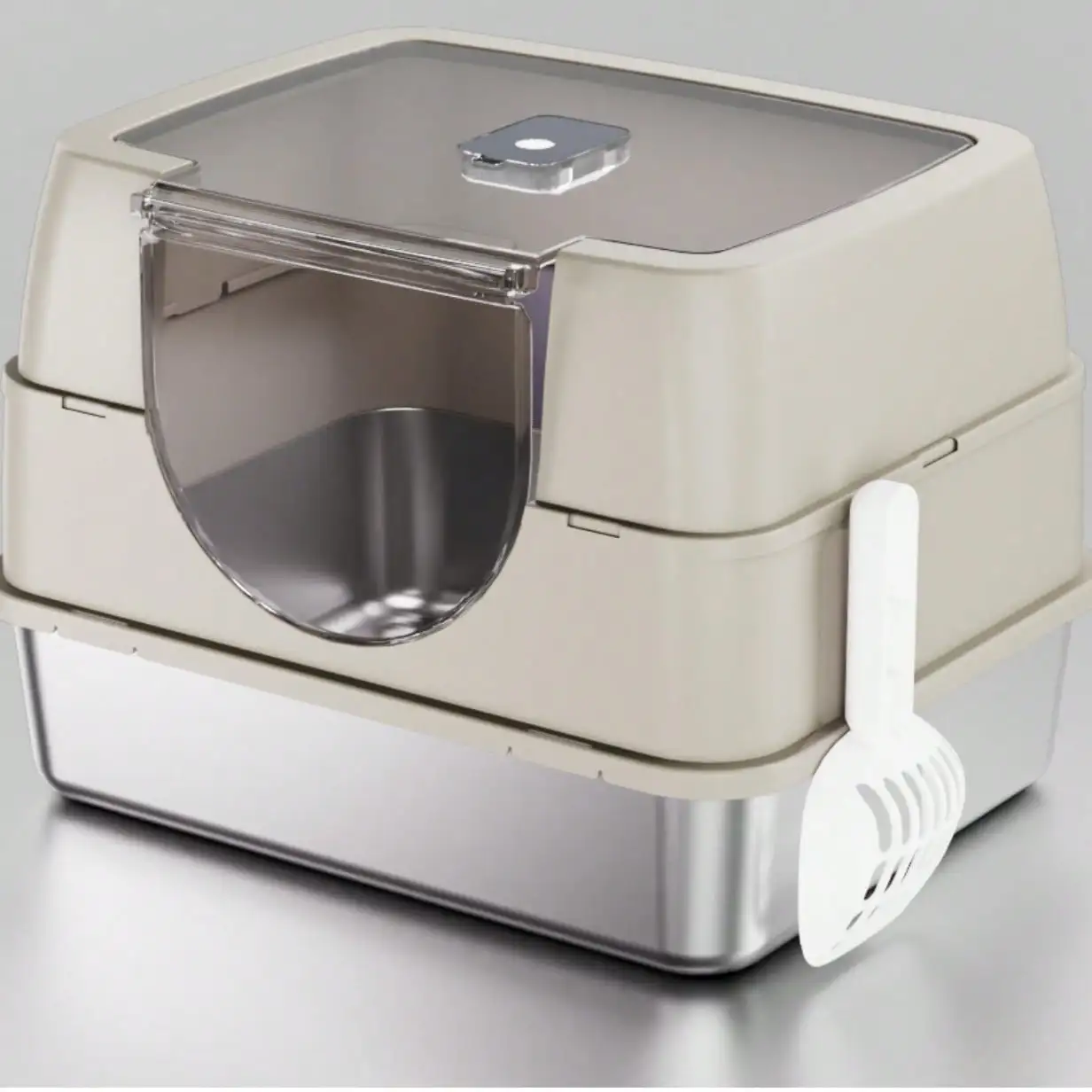 

Закрытый лоток для кошачьего туалета из нержавеющей стали, 52x35x35 см, большой, с выдвижным ящиком, устойчивый к запахам и легко моющийся, с защитой от скольжения