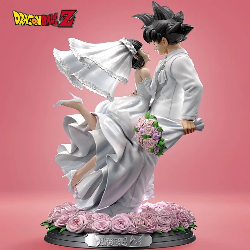 2024 31cm Dragon Ball Anime Action Figure Gk Son Goku And Chichi Marry Wedding Handmade Model Statue Collection Edition toy Gift