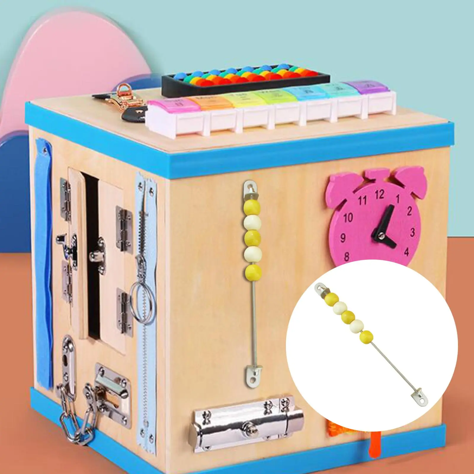 2x Busy Board DIY Aksesori Roda Putar Abacus Manik-manik Penghitung untuk Pendidikan, Kuning