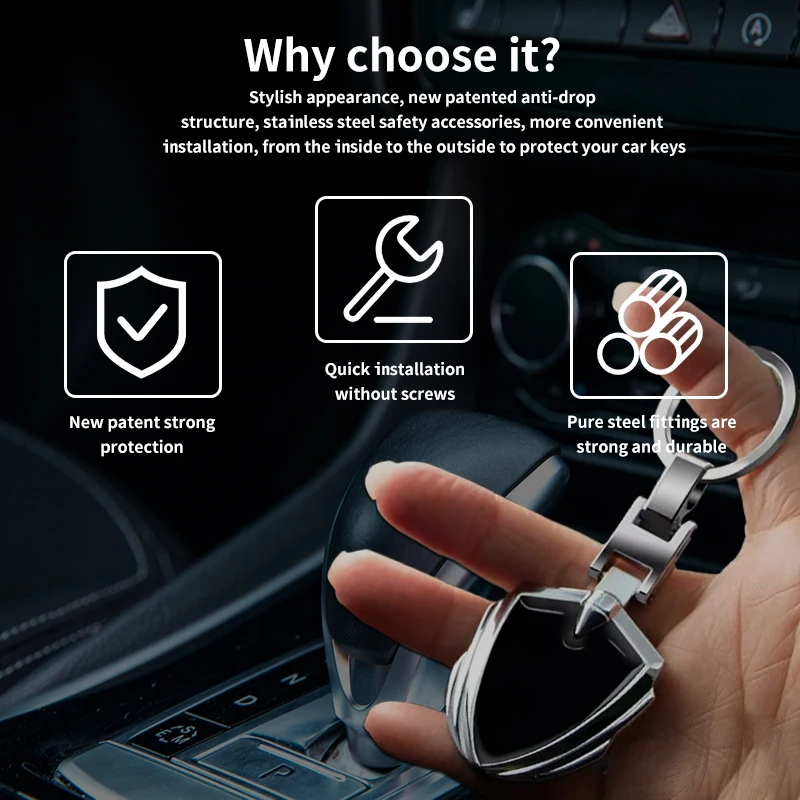 Gift for Men 2Pcs/Set Minimalist Metal Key Ring Car Interior Accessories–Anti-Loss Car Keychain, Perfect Birthday Gift for Him