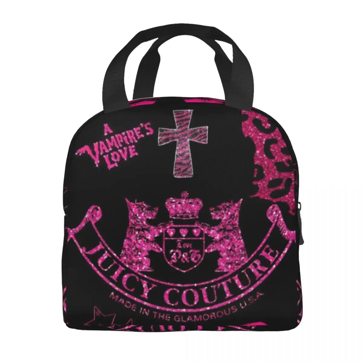 Hot-Sale-Like-Juicy-Couture-Style Lunch Bag for School Waterproof Picnic Thermal Cooler Insulated Lunch Box Women Kids Tote Bags