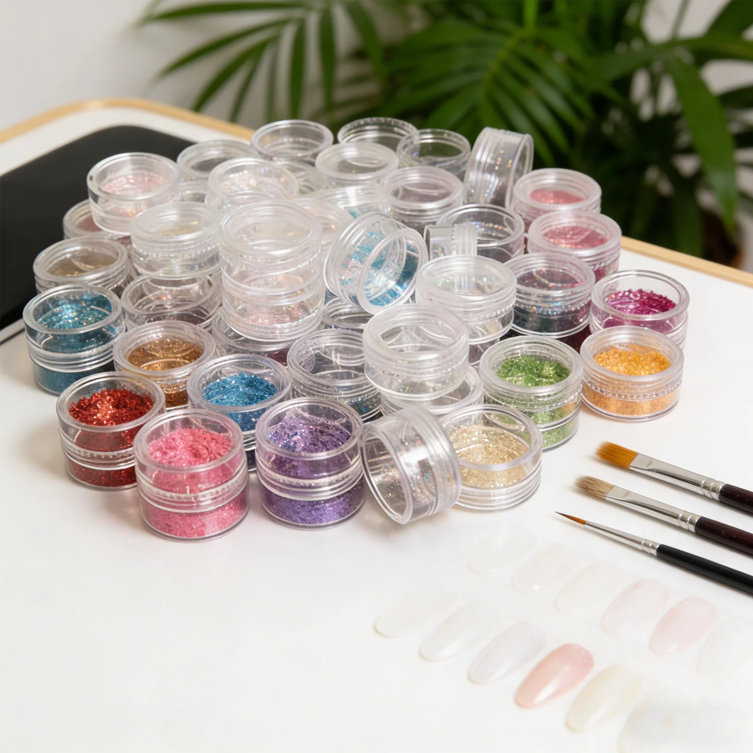 50Pcs/set Transparent Plastic Jewelry Bead Storage Box Small Bottom Round Container Jars Make Up Organizer Storage Boxes