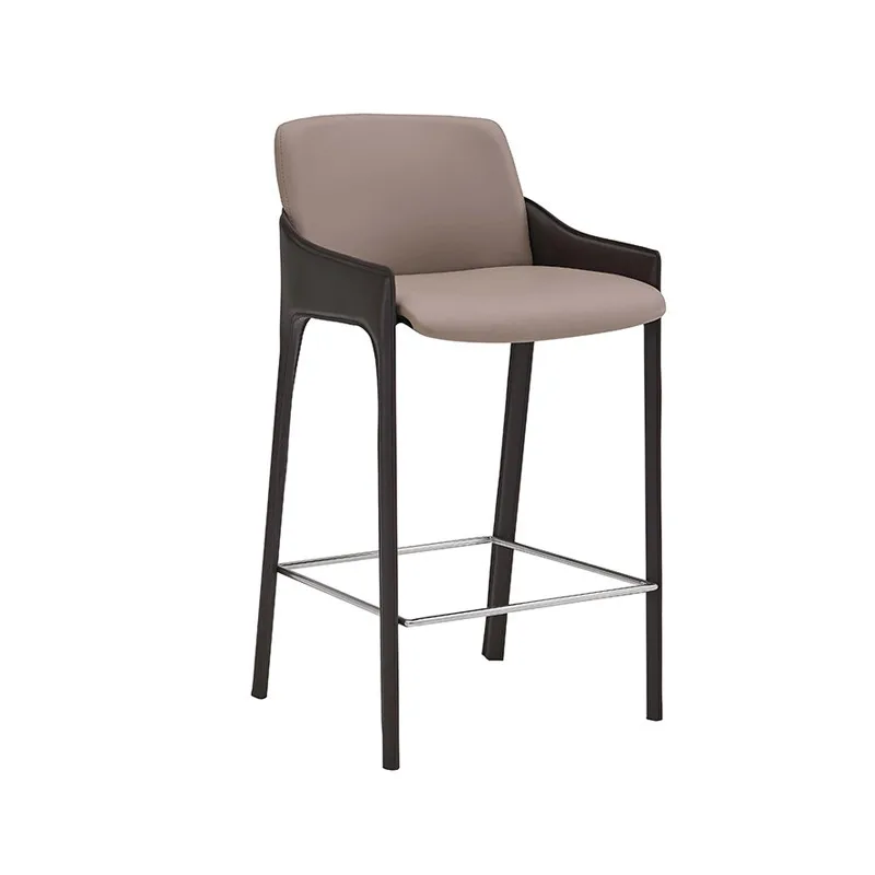 Backrest Bar Chair Home Modern Simple Island Table Stool Saddle Leather Bar High Chair