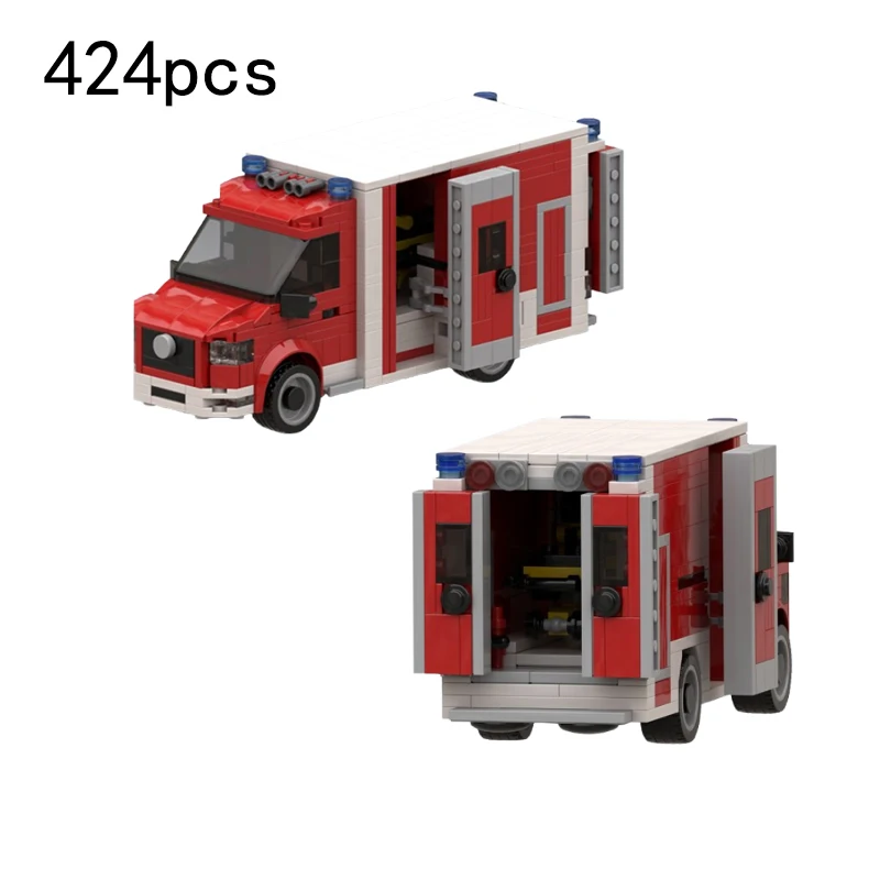 Spot small particle MOC car fire truck ambulance DIY model creative boys and girls toy ornaments birthday gifts