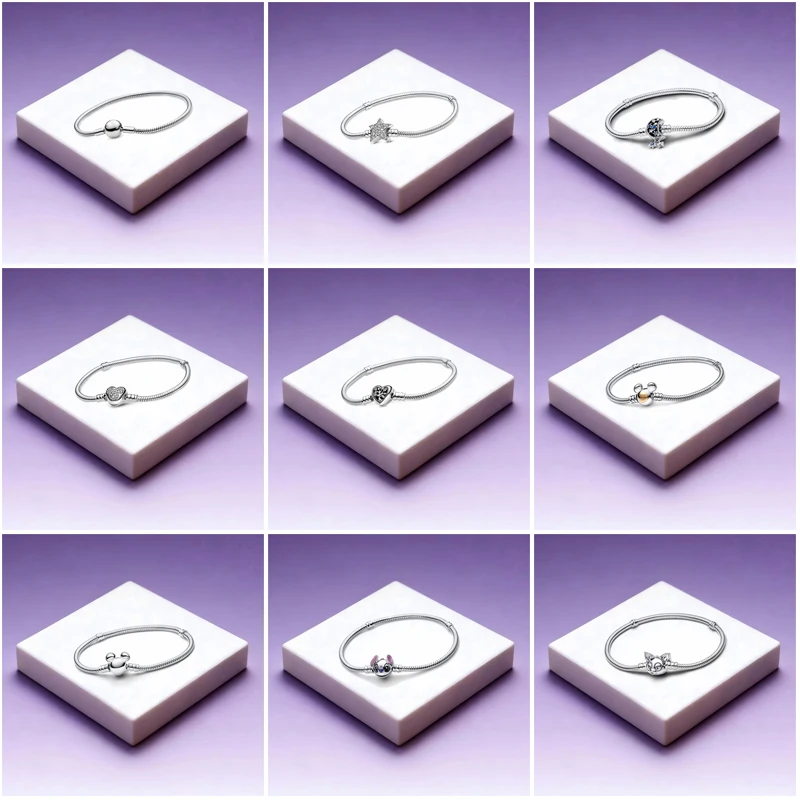 

Original 925 Sterling Silver Bracelets Bangles Love Heart Clip Charms Beads Snake Chains For Women Rose Gold DIY Fashion Jewelry