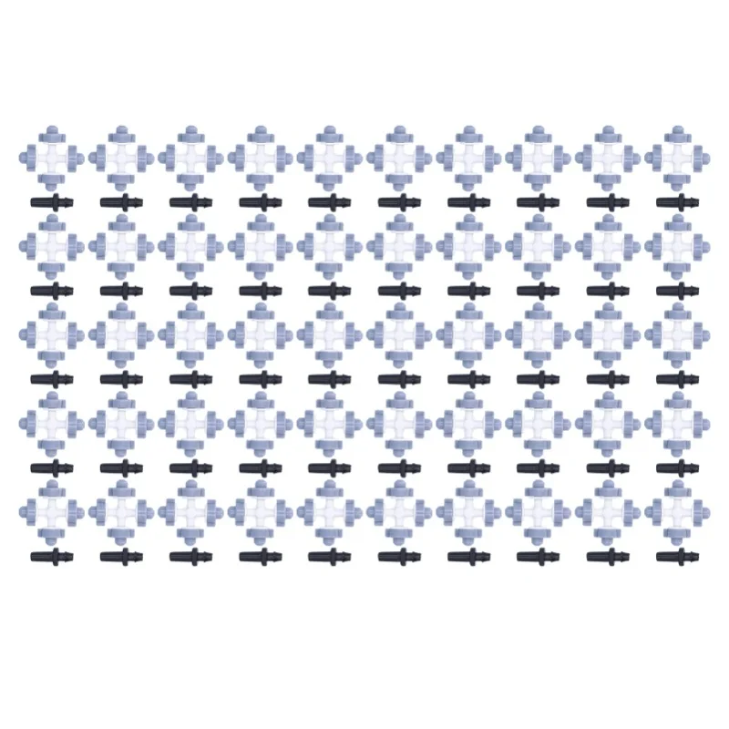 

50Set 4 Outlet Sprayer Nozzle Misting Hanging Sprinkler Irrigation Accessory Gray