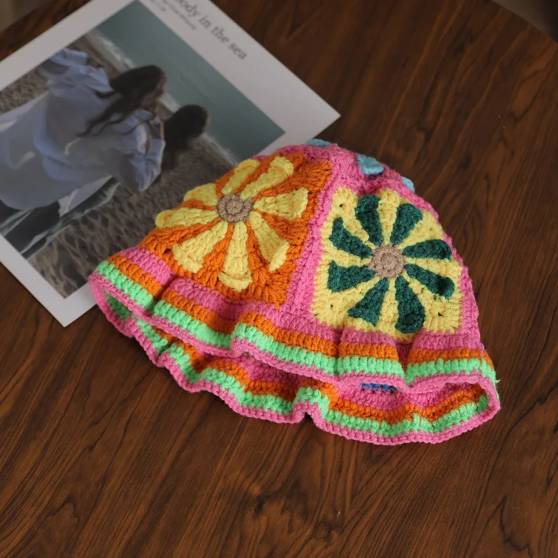 2025 جديد هالوين زهرة الهيب هوب الحظ نمط الحياكة قبعة صغيرة الرجال النساء الفقرة جودة قبعة Y2k قبعة الموضة الدافئة الباردة #3