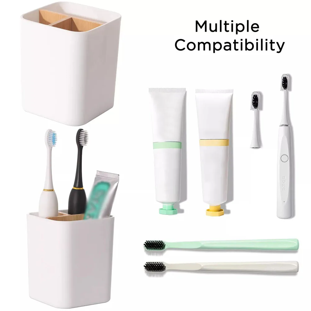 Bathroom Toothbrush Holder 3 Slots Wooden Toothpaste Razor Makeup BrushPen Holder Storage Box Bathroom Accessories