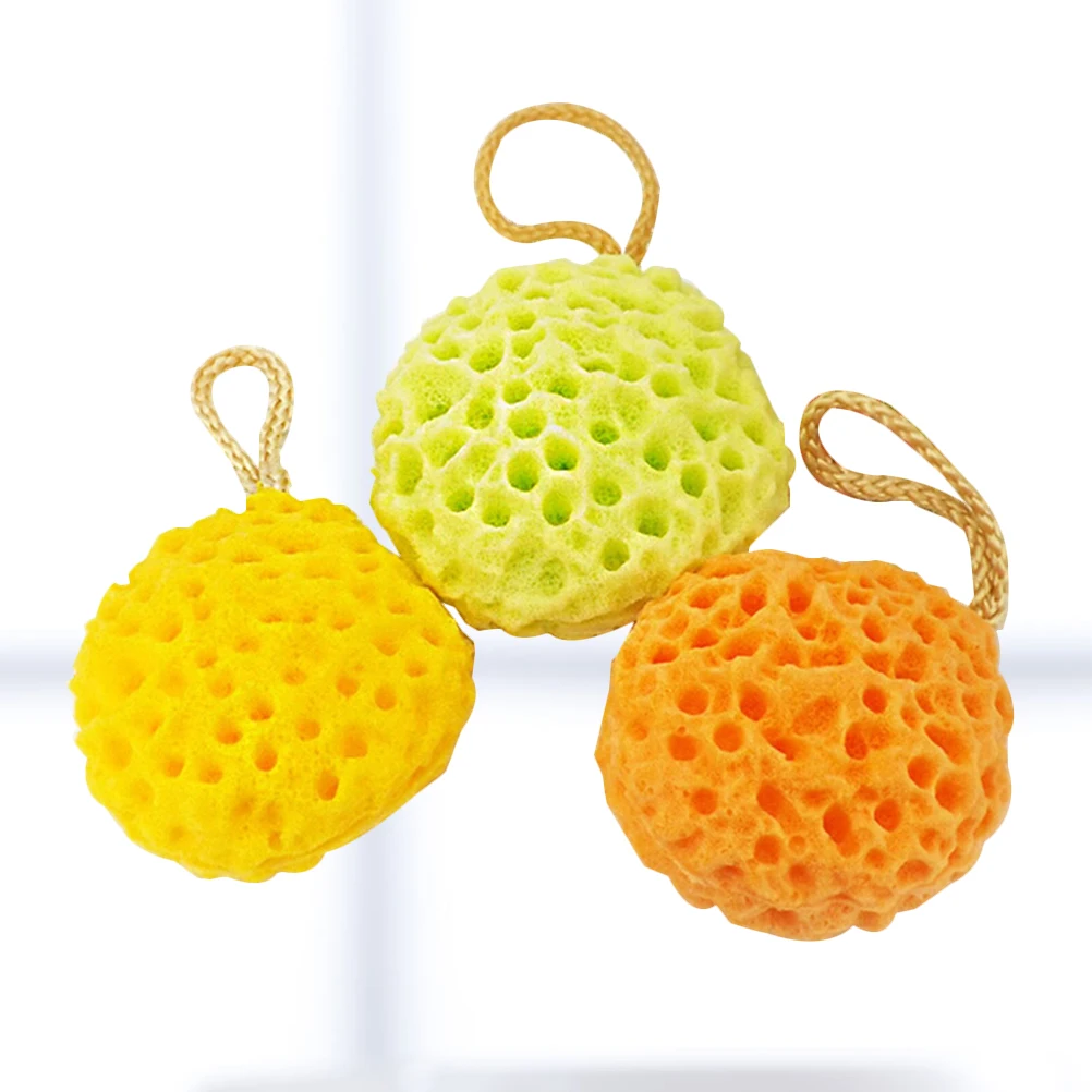 

3pcs Honeycomb Shaped Bath Sponge Cleansing Sponge Sea Sponges Bath Ball Shower Ball (Yellow + Green + Orange)