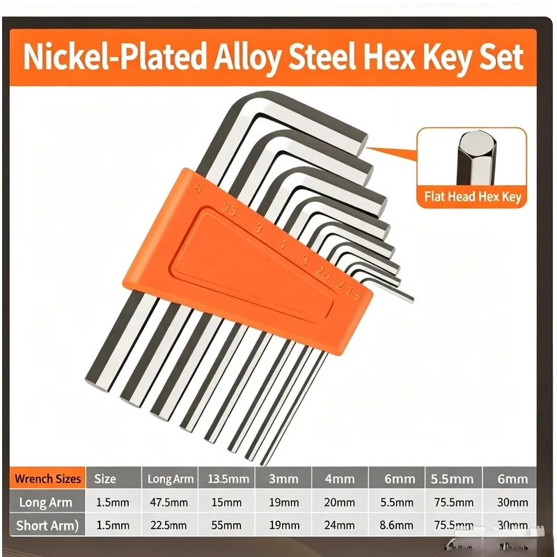 Mini Hex Key Set L Shape Allen Wrench Alloy Steel Hexagon Spanner for Household Bicycle DIY Repair Tools