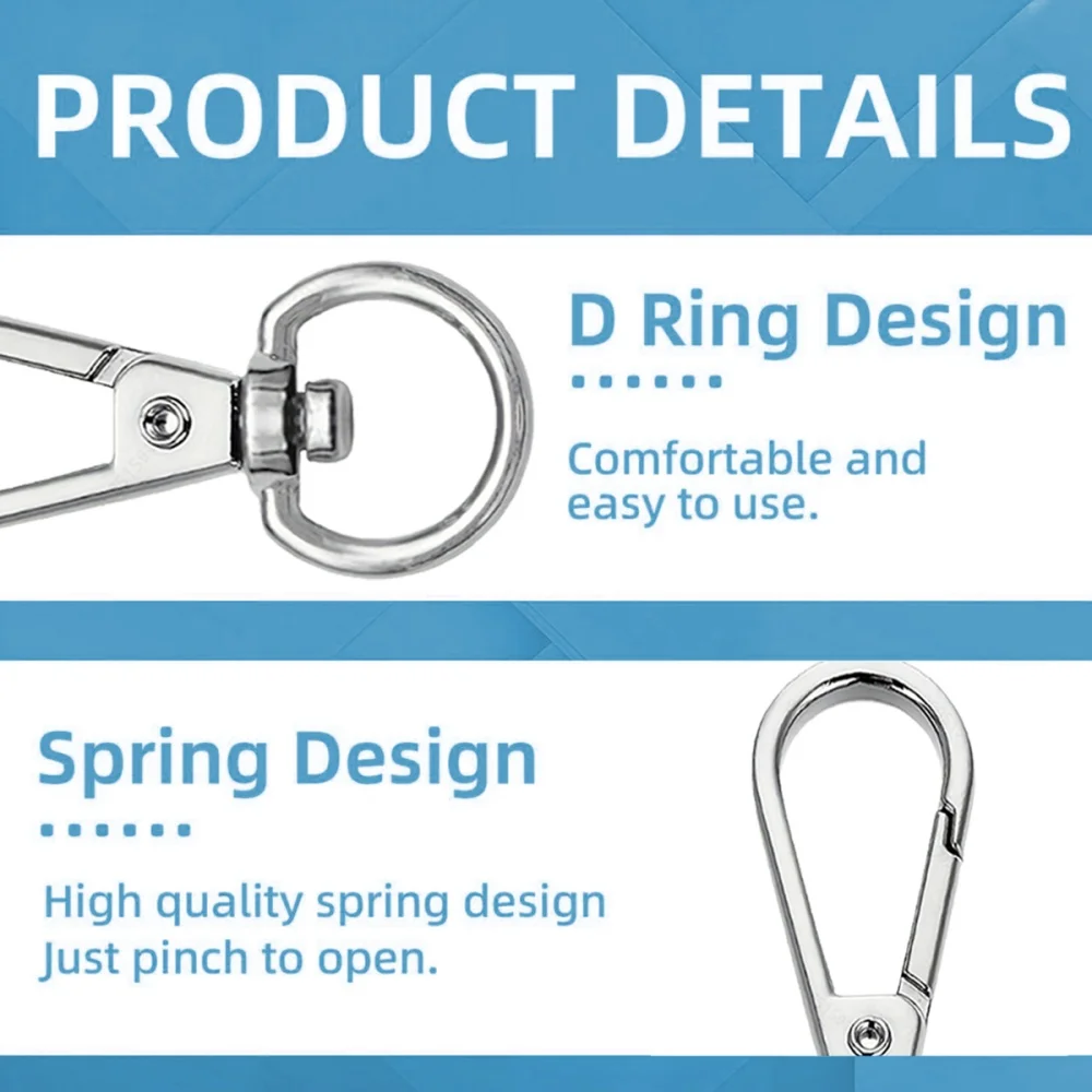10/50 Sets Swivel Snap Hooks Double Opening Keychain Clip Rings Metal Lobster Claw Clasp for Hardware Crafts Lanyard Making image 5