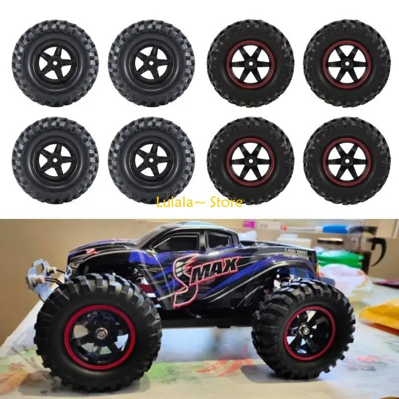 

Y4QA 6-Spoke 1.9" Rubber Tires 96mm Hex-Hub Wheel Rims for 1/10 RC Crawler